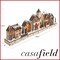 Casafield Pre-Lit Wooden Christmas Village - Miniature LED Light-Up Traditional Winter Holiday Decoration for Home, Mantel and Tabletop